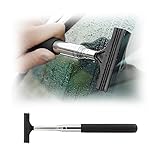 KHGUZ Car Rearview Mirror Wiper, Retractable Vehicle Side Mirror Glass Squeegee, Portable Auto Water Cleaning Tool with Telescopic Long Rod, Universal for SUV, Sedan, Truck (Black)