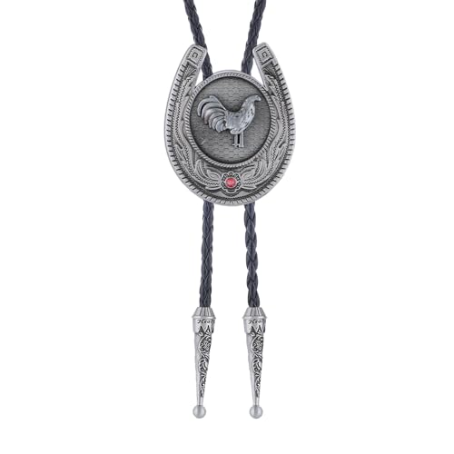 Image of Jeilwiy Bolo Tie for Men, Western Cowboy Golden Longhorn Bull Eagle Horse Cowboy Hat Bolo Necklace Leather Necktie for Women