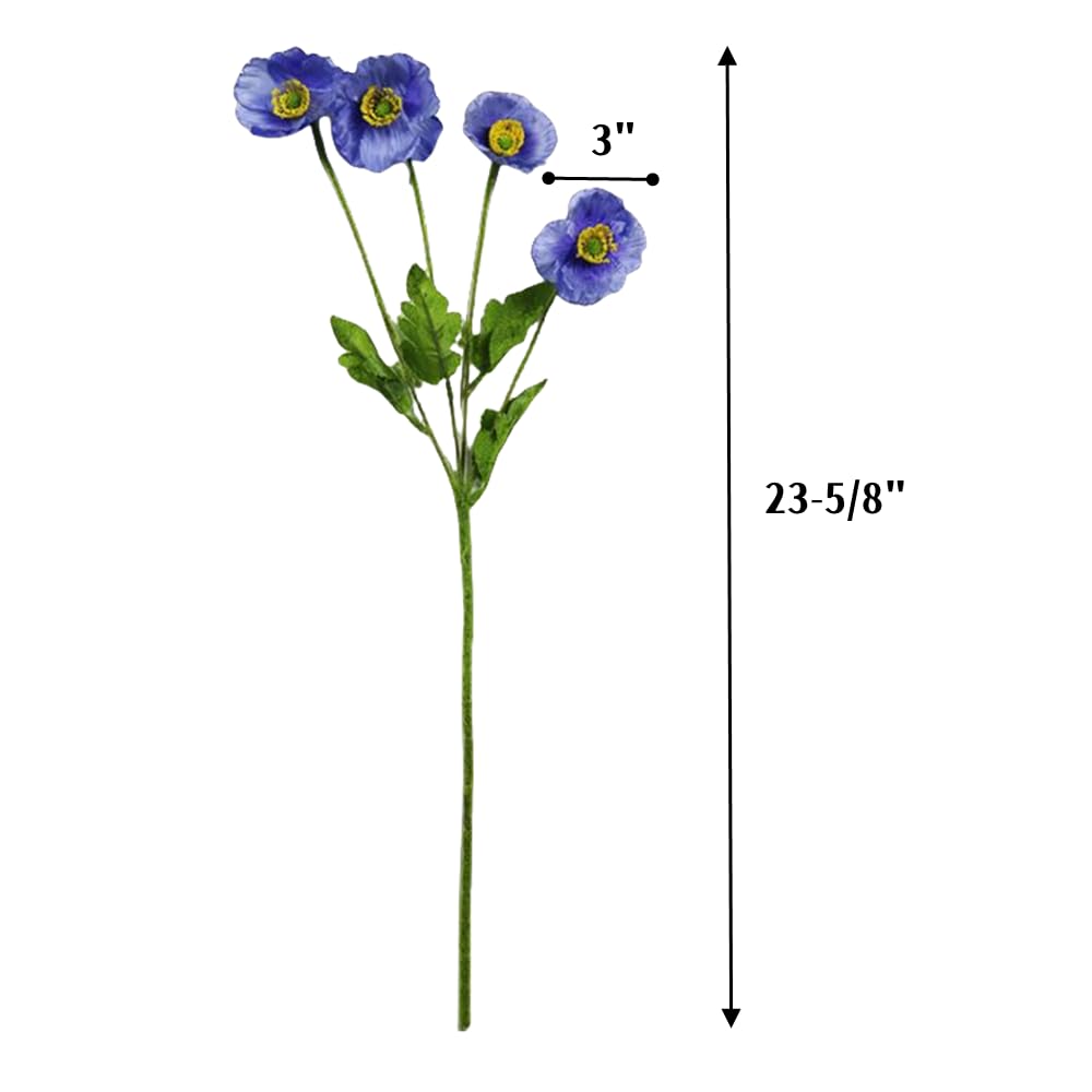 Corkwaw 6 Pcs 23.6" Artificial Poppy Silk Fake Flowers,PU Real Touch Silk Flower for Easter Memorial Day, table decorations - Image 4