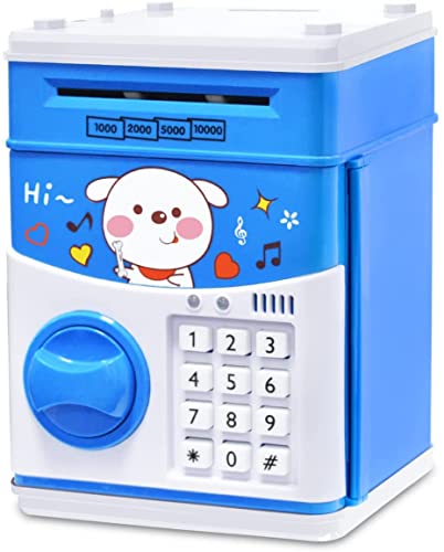 FREEBREATH Electronic Piggy Bank for Boys, Money Bank for Adults with Password, ATM Piggy Bank for Real Money, Kids Piggy Banks Auto Scroll Piggy Banks, Fun Mini ATM Electronic Bank for Children