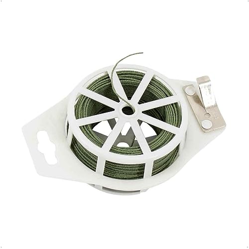 Rekord Kletterdraht für Pflanzen (Grün) aus Kunststoff und Metall, Gesamtlänge: 50 Meter, inkl. Abroller und Abschneider, Kletterhilfe, Rankhilfe, Blumendraht, Pflanzendraht
