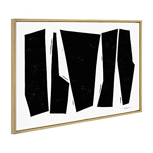 Kate and Laurel Sylvie Colliding Shapes Framed Canvas by Statement Goods, 23x33, Gold by Kate and Laurel - Image 2