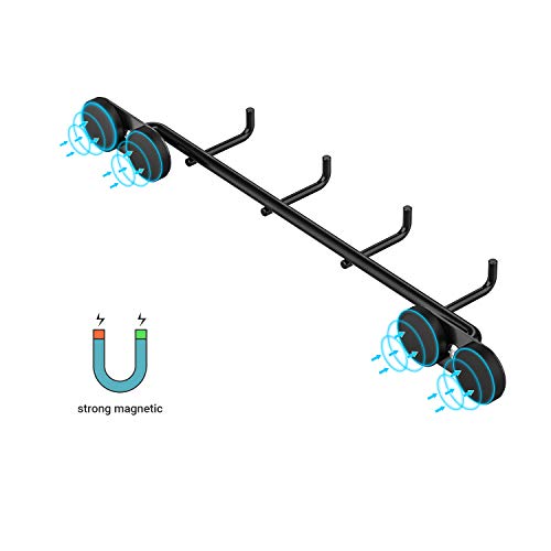 Skyflame SK-QD0104-BK1 Magnetic Bbq Tool Rack - Universal Metal Fridge Organizer Grill Cutlery Holder Towel Hanger - 4 Hooks Storage For Hanging Kitchen Utensils Smoker Tools & Other Accessories thumb #3