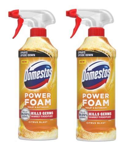 Dommestos Upside Down Spray Power Foam Citrus Blast - 450 ml (Pack of 2) | Powerful Multi-Surface Cleaner | Kills 99.9% of Bacteria & Viruses