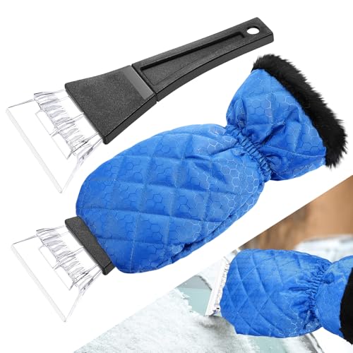 Grattoir à glace pour pare-brise de voiture WILLBOND avec gant chaud contre le gel et les mains froides