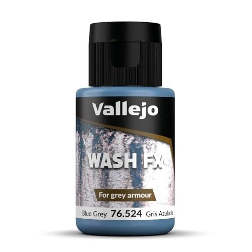 Vallejo Model Wash Acrylic Paint, Blue Grey, 35 ml Bottle with Dropper, Water-Based Wash for Shadow and Light Effects on Miniatures and Models