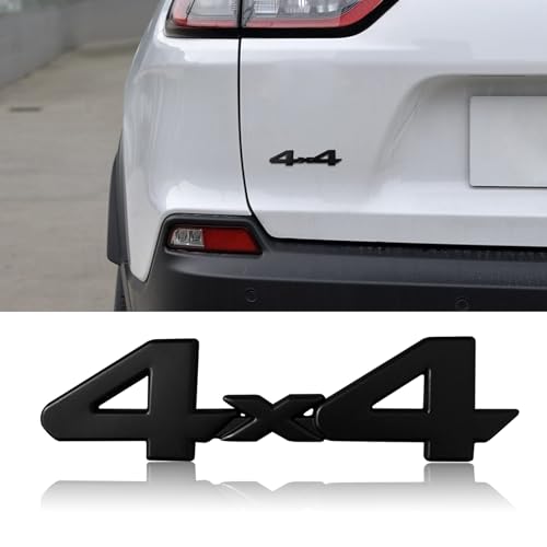 Image of 4x4 Emblem Sticker, 3D Chrome Badge Decal Sticker, 4 x 4 Emblem Nameplate Decal, 3D Metal Badge Decal for Auto Fender Bumper Front Hood Trunk, Car Exterior Accessories Universal for Most Cars (Black)