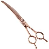 Fenice Peak プロフェッショナル犬用グルーミングはさみ ペット用カーブ型シンニングハサミ 7.0インチ 非常に鋭い刃 440C スチールシンニングはさみ 丈夫で滑らかな動きとファインカット 犬と猫用