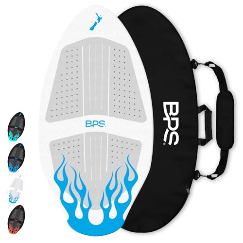 BPS 'Flame' Skimboard (40 Inch, White/Blue) with RPET Bag