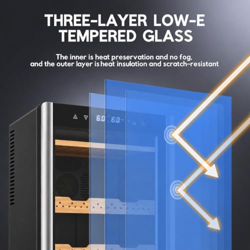 Image of Tylza Humidor Cabinet 70L, Temp & Humidity Control Electric Humidors, 550 Counts, Digital Hygrometer, Safety Lock, Dual Warm Light, Humidors with Spanish Cedar Wood Drawer & Shelves, Gifts for Men