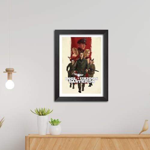 Image of TenorArts Inglourious Basterds Poster Hollywood Movie Posters Vector Art Photo Frame Painting With Dark Wooden Texture (12inches x 9inches)