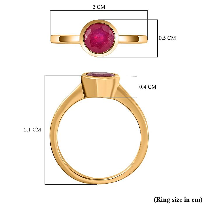 Image of 925 Sterling Silver 18K Gold Plated Birthstone 2 Ct Solitaire Natural Gemstone Ring for Women | Fine Jewelry Gift for Wife, Girlfriend, Sister, Birthday, Anniversary, Rakhi, Rakshabandhan, Valentine's