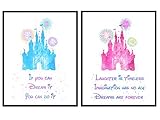 Inspirational Walt Disney Quotes Wall Decor Set - Disney World Cinderella Castle Motivational Wall...