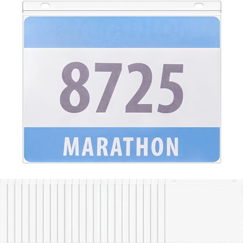 Goutoports Race Bib Display Holder Vinyl Protector Sheets 20PCS Running Number Bib Display Clear Protective Sleeves for Marathon Runner Player Athletes