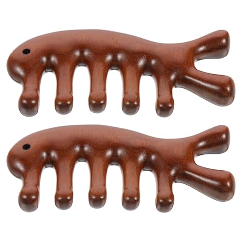 MAGICLULU Peigne de Massage Naturel en Bois de Santal 2pcs, Dent Large pour Massage du Cuir Chevelu, Lisse et Pratique, pour Soins Personnels et Présents