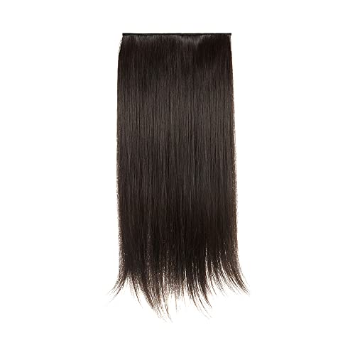 Image of KIS Synthetic Straight Hair Extensions for Women, Natural Brown | 24 Inches, Natural, Soft Heat Resistant Hair, Thick Washable Reusable, Artificial Hair with 4 Clip-in Extension for Bridal