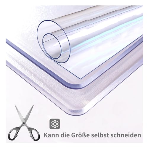 LAVOUP Tischschutz transparent 2 mm PVC abwischbar wasserdicht für Zuhause, Küche 60 x 140 cm, transparent