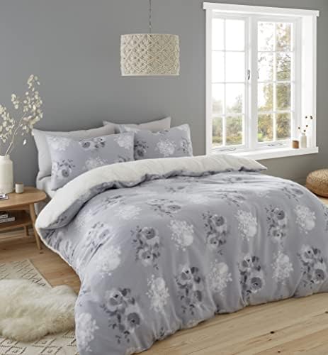Catherine Lansfield Alpine Fleece Double Duvet Set Grey