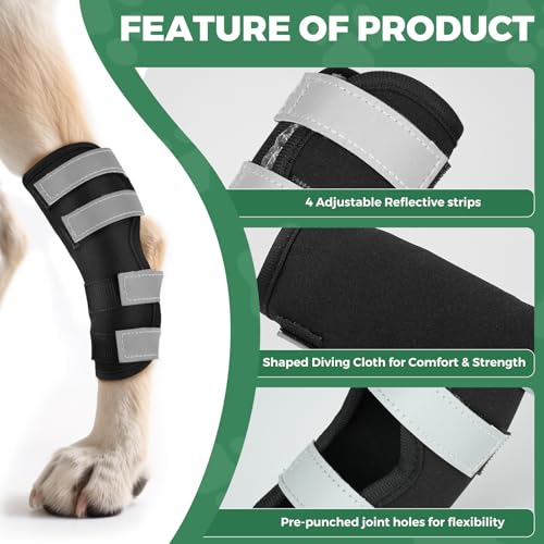 OHCOZZY Hinterbeinbandage für Hunde 2 Einheiten mit reflektierenden Riemen, leckschutz Hund hinterbein, Hundebandagen für Wickel Wunde Verletzung und Verstauchung Heilung,XL
