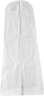 Happyyami 1PC Non Woven Wedding Dress Storage Bag Fishtail Gown Cover White for Preservation Photography and Events Easy Open Middle Zipper Breathable Design