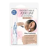 Insertable Piercing Cleaner Sturdy Tips Push Out Gunk, Odors; Clean in Seconds Multiple Piercings. Soothe Irritation One Swipe Right Through Easy Use for Maintaining Piercings By SWABX - 10 Count