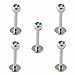 Produktbild 5er Set Labret Madonna Lippen-Piercing mit 3mm Zirkonia 12 Farben 8 mm Stablänge, Farbe:Aquamarin