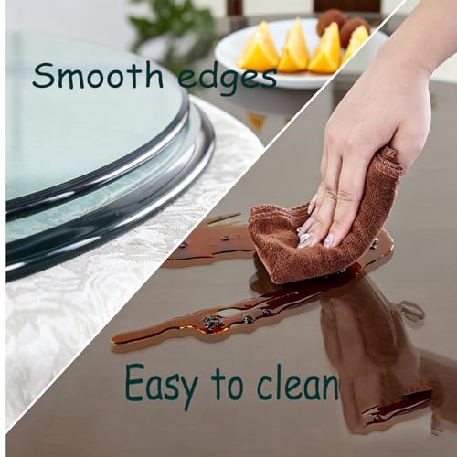 Plateau de table en verre transparent épais 48cm avec bord arrondi pour café