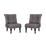 Leicht zu pflegen Festnight 2er Set Polsterstuhl Armsessel Relaxsessel Ohrensessel Sessel Grau