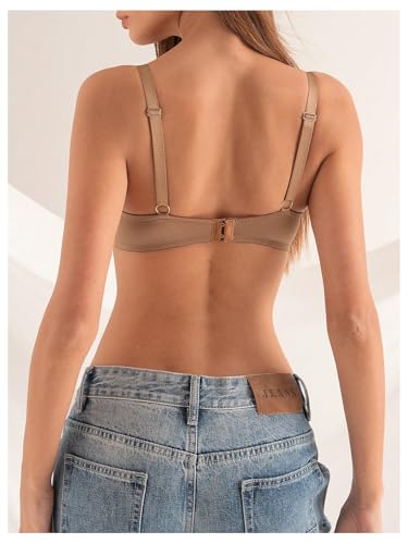 Soutien-Gorge Plongeant À Armatures Marron 34C avec Sangle Réglable - 2