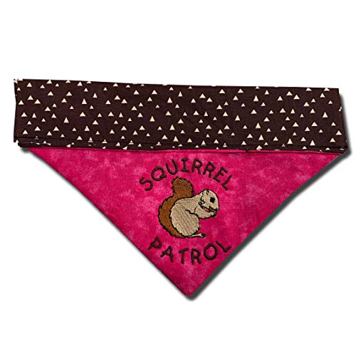 Squirrel Patrol Bandana Pink/Over the Collar Dog Bandana/Embroidered Personalized Dog Bandana (All Sizes)