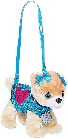 Poochie & Co Plush Puppy Purse, Turquoise Sequins Pink Heart Ginger Pomeranian