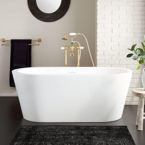 Signature Hardware 480892 Leith 70" Acrylic Soaking Tub with Integrated Overflow and Drain - White