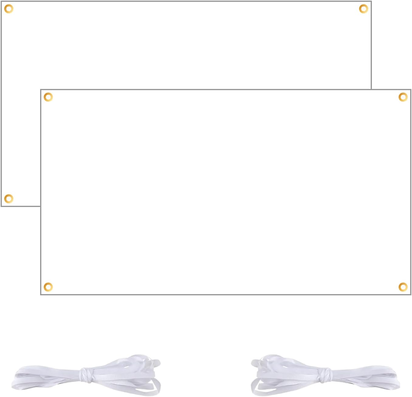 2 Set Blanko Banner Wei  180 x 100cm Wall Canvas Banner mit 6m H ngendem Seil Lackierbar Gro es Leeres Fahne Selbst Gestalten Leinwand Banners f r DIY Painting Geburtstag Partys Hochzeit Outdoor