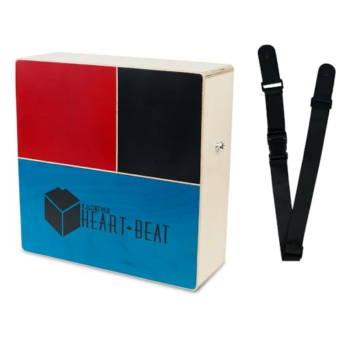 Image of Kadence C-69 Heartbeat Dual Sided Travel Cajon | Bongo & String Effects | Birch Wood Body & Walnut Head | Compact Instrument with Detachable Strap | Includes Learning Course | Multicolor