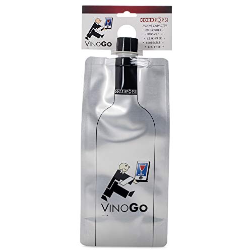 Cork Pops Silver Tone 750 ml VinOGo Mylar Wine Pouch