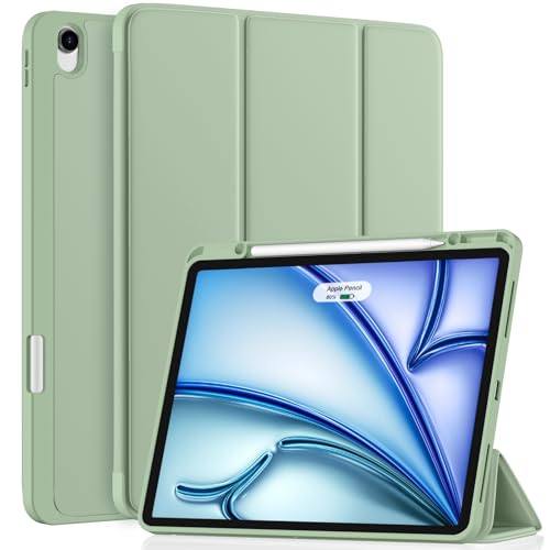 Vobafe Hülle für iPad Air 13 Zoll M3 2025 / M2 2024 mit Stifthalter, Dreifaltiger Ständer-Schutzcover, TPU Flexible Rück...