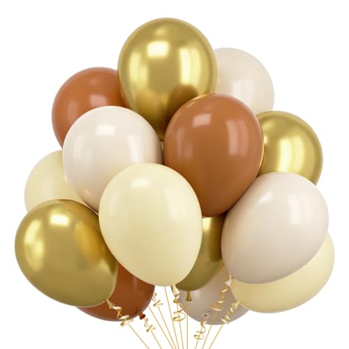 Ballons Marron et Dorés,30Pièces Ballons Anniversaire Marron Beige Nude Or