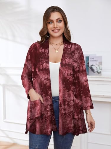 Image of BELAROI Plus Size Lightweight Cardigan Sweaters for Women Casual Open Front 3 /4 Sleeve Cover Up