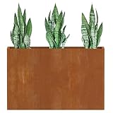 Cor Ten Steel Planters – 32x12x24H Inch Rectangular Planter Box | Weather-Resistant Design for Garden, Patio, or Porch (Rustic)
