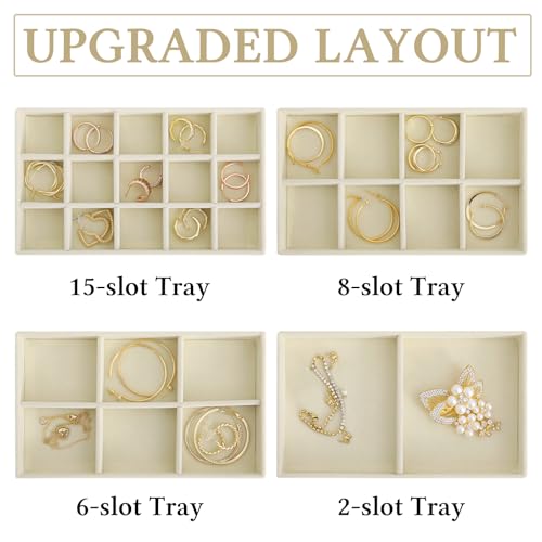 misaya Earring Organizer with 4 Drawers, 31-Slot Acrylic Jewelry Organizer Box for Women, Birthday Present, Cream - Thumbnail 4