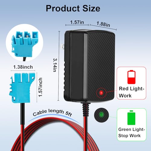 12V Battery Charger Replacement Compatible with Peg Perego 12V Battery for John Deere Ground Force Tractor John Deere Gator XUV Polaris RZR 900 Powered Kids Ride On Car by LAZORA - Image 4