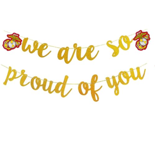 Military Marine Corps Banner We Are So Proud of You Party Decoration