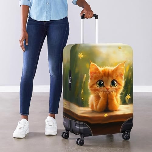 Housse Valise Anti-Rayures Spandex Elastique Couleur Chat Jaune - 5