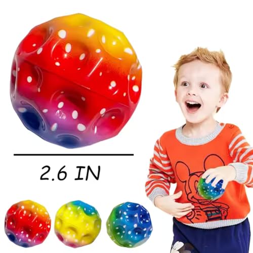 Image of Mashes Rainbow Color Moon Ball - Bouncy, Colorful Rubber Ball with Bright Colors - Fun Outdoor Toy for Kids (Pack-2)