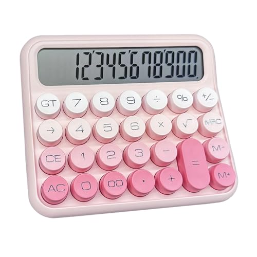Benkaim Calculadora de escritorio, pantalla LCD grande de 12 dígitos, calculadora de botones grandes para uso escolar, doméstico y comercial (degradado rosa)