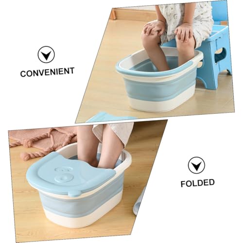 Bain de pieds avec billes de massage intégrées et structure plastique pliable bleu