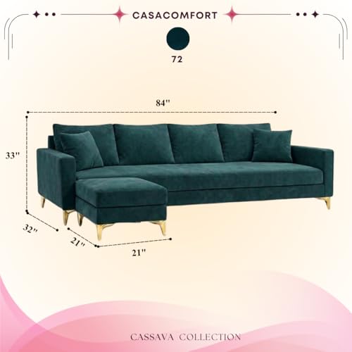 Image of Classiq Rich 5 Seater L Shape Sofa Set with Movable Ottoman | Flexible Layout | Spacious Soft Touch Seating | Designer Sofa for Living Room (Greenish Teal)