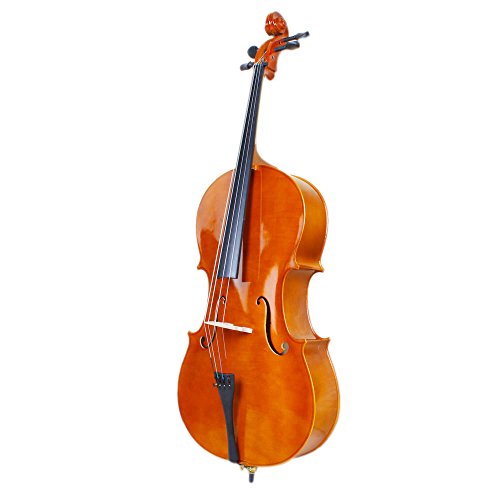 Cello Instrument,4/4 Student Cello with Hard & Soft Case, Stand, Bow, Rosin, Bridge for Adults (Natural)