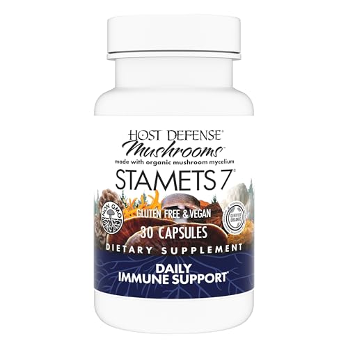 Host Defense Stamets 7-7 Species Blend - Mushroom Supplement for Immune Support - Includes Royal Sun Blazei, Cordyceps, Reishi, Maitake, Lion's Mane, Chaga & Mesima - 30 Capsules (15 Servings)*
