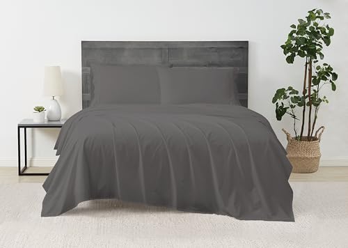 Image of CANNON - Solid Percale 3 Piece Twin XL Sheet and Pillowcase Set - Grey